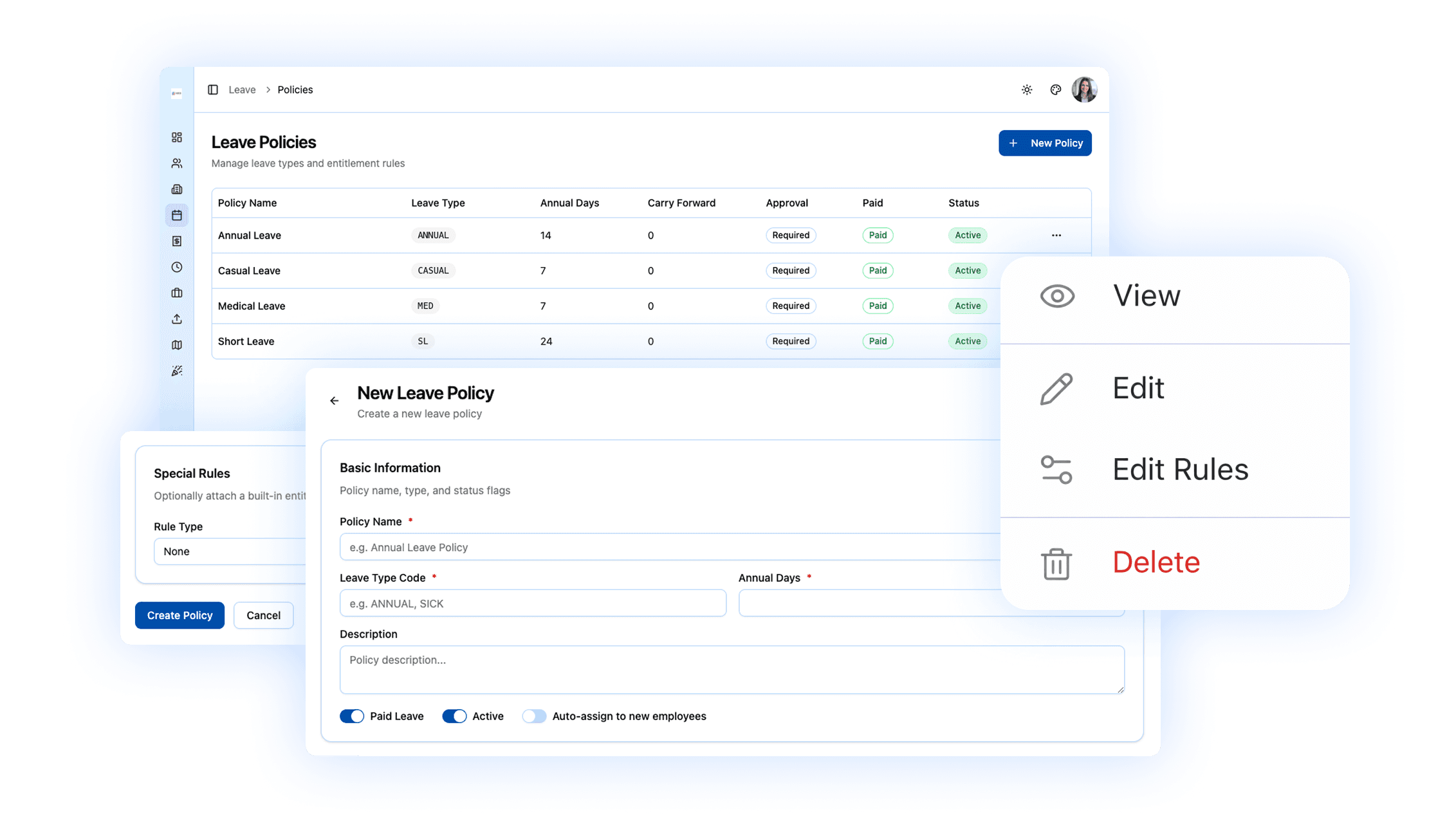 Set and manage leave policies