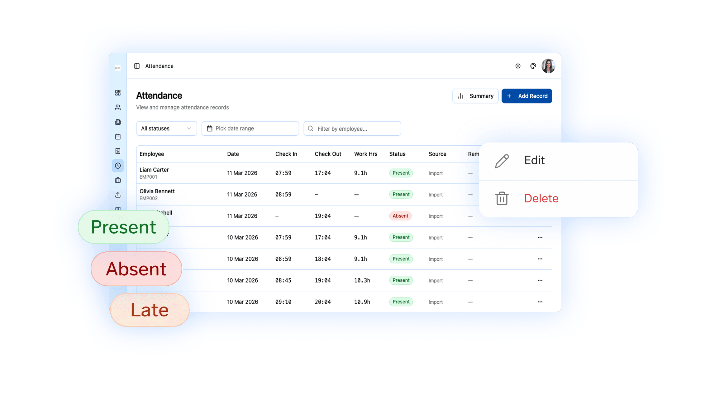 Record and monitor daily attendance logs