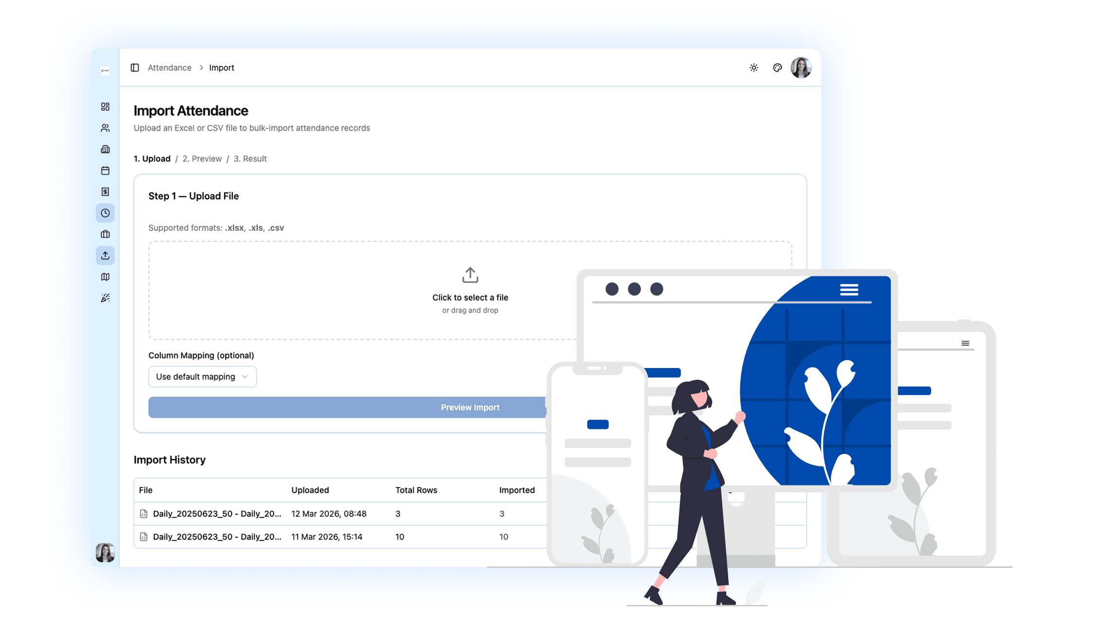Flexible attendance mapping to support different attendance data formats
