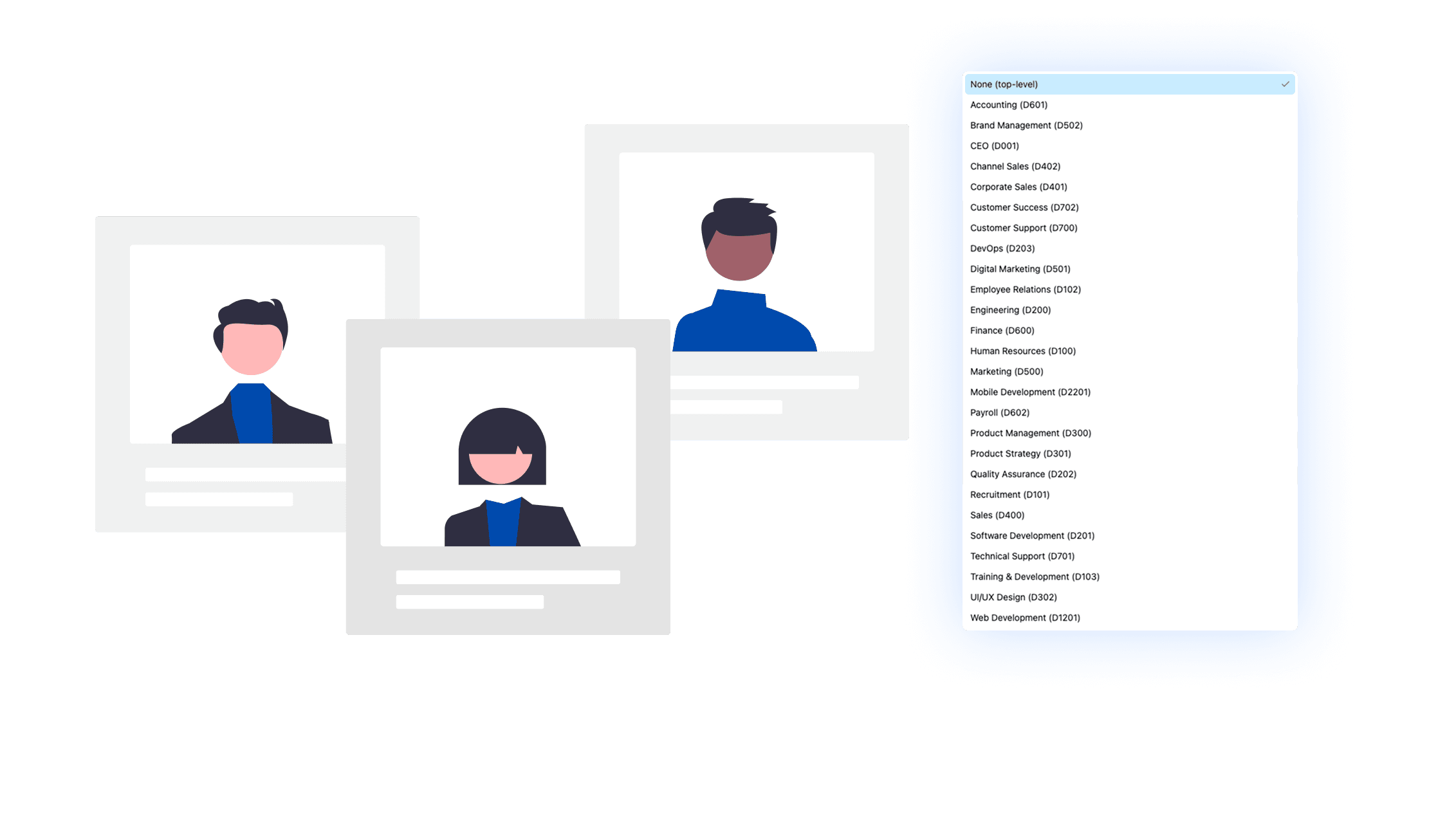 Organize employees by department or role