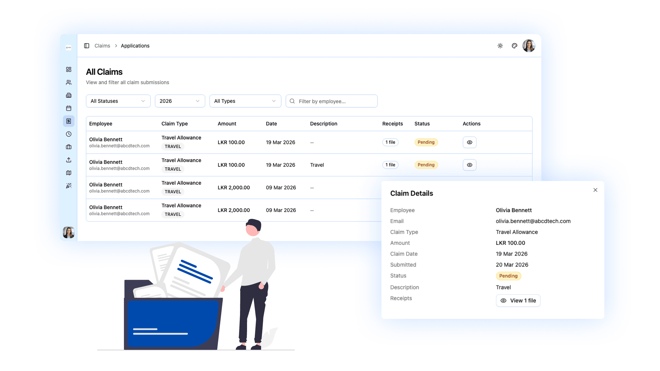 Track claim status and payment records